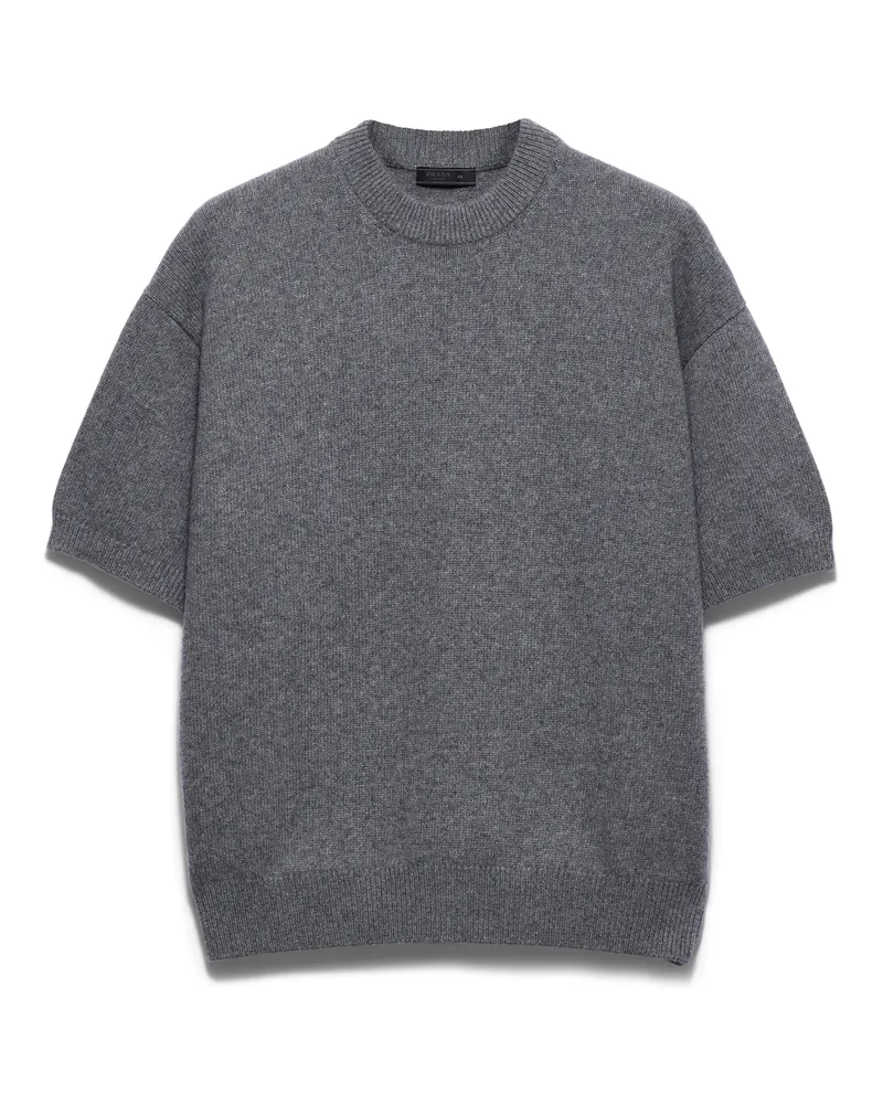 Prada Kurzarm-pullover Aus Re-kaschmir, Herren, Hämatit, Größe Hämatit