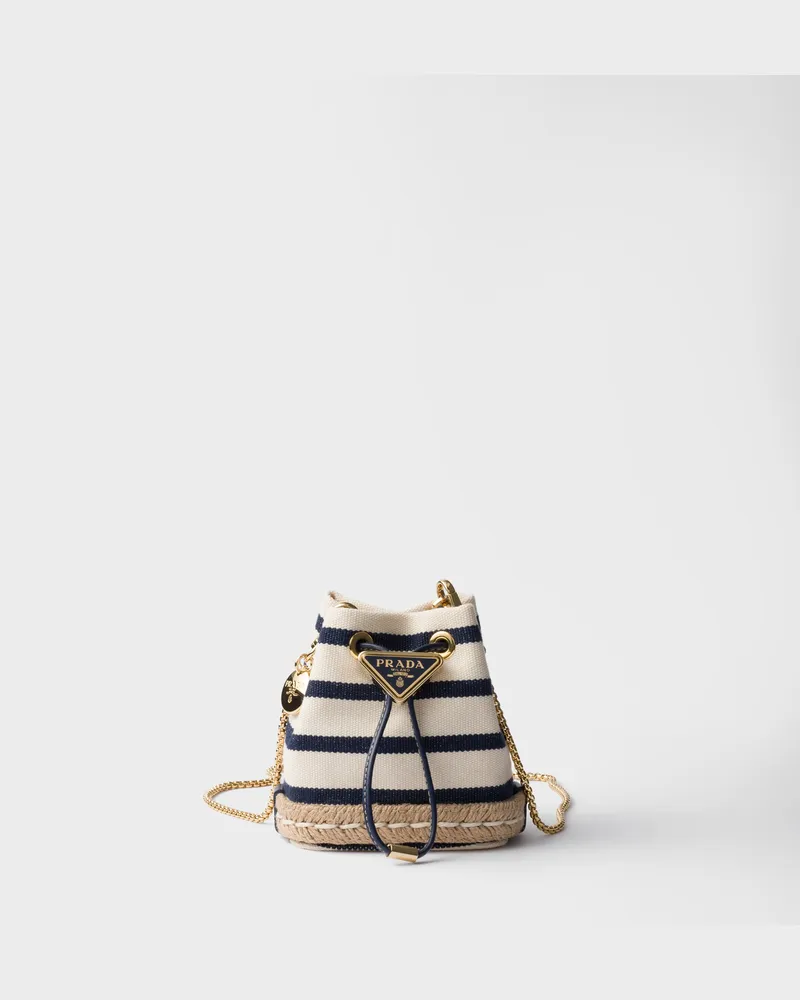 Prada Mini-Pouch aus gestreiftem Stoff Elfenbein