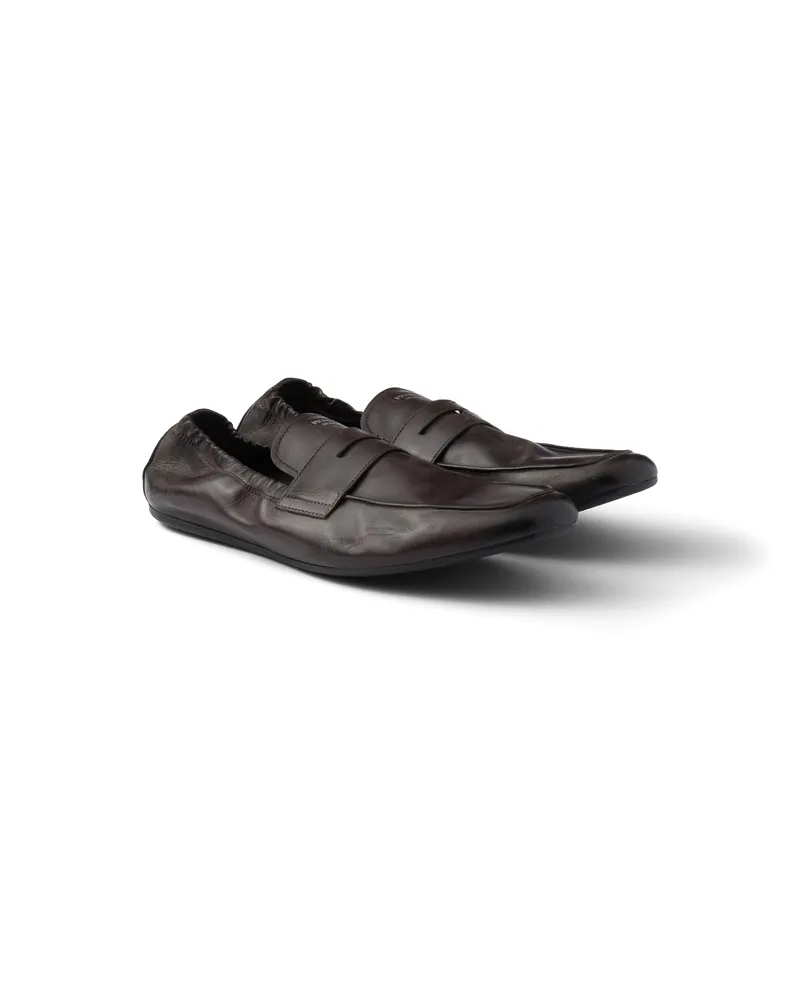 Prada Shuffle Loafer Aus Leder In Antik-optik, Herren, Dunkelbraun, Größe 12 Dunkelbraun