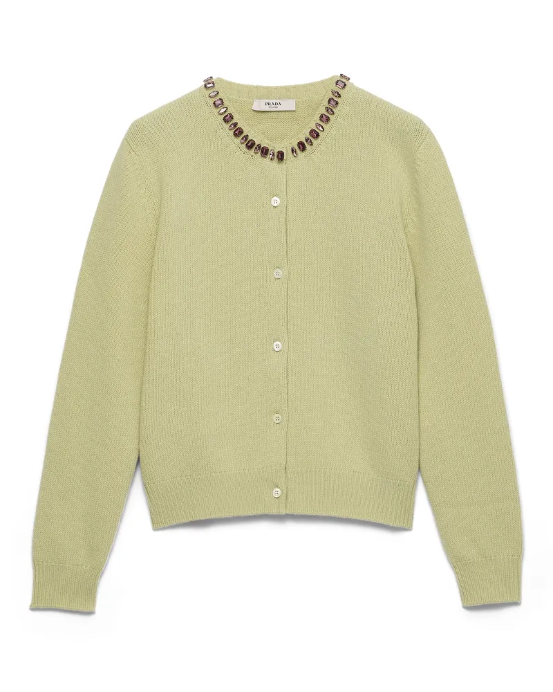 Prada Strickjacke Aus Wolle Und Kaschmir, Damen, Pistaziengrün, Größe Pistaziengrün