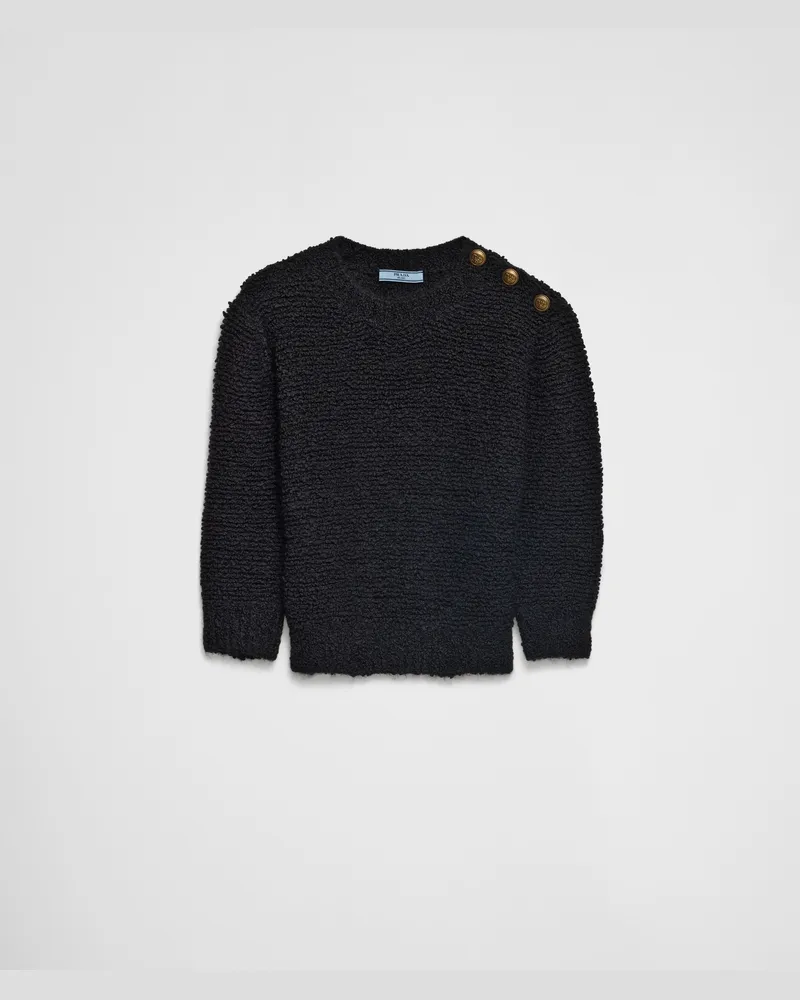 Prada Rundhalspullover aus Bouclé-Mohair Schwarz