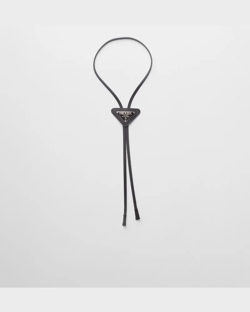 Prada Bolo Tie aus Saffiano-Leder Schwarz