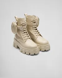 Prada Monolith Combat Boots aus Leder und Re-Nylon Wüstenbeige