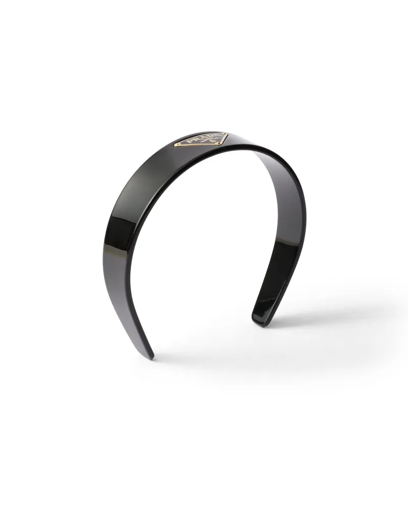 Prada Headband Mit Triangolo-logo, Damen, Schwarz Schwarz