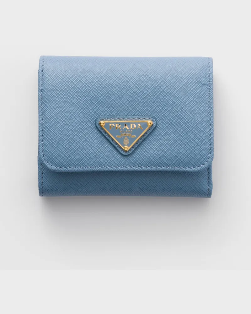 Prada Kleine Geldbörse aus Saffiano-Leder Astralblau