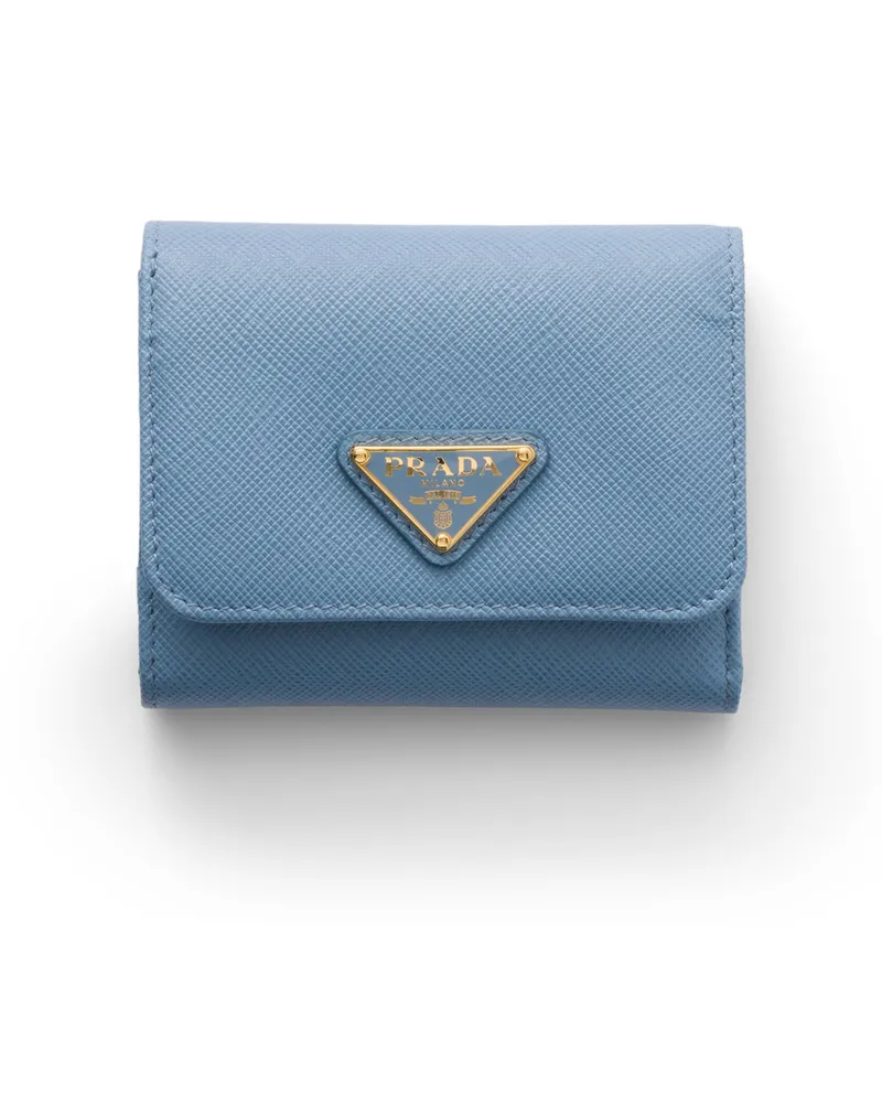 Prada Kleine Geldbörse Aus Saffiano-leder, Damen, Astralblau Astralblau