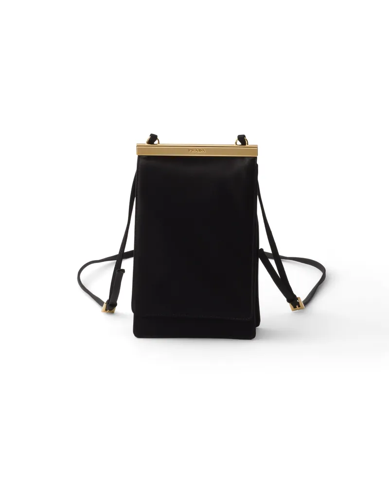 Prada Mini Bag Aus Satin, Damen, Schwarz Schwarz