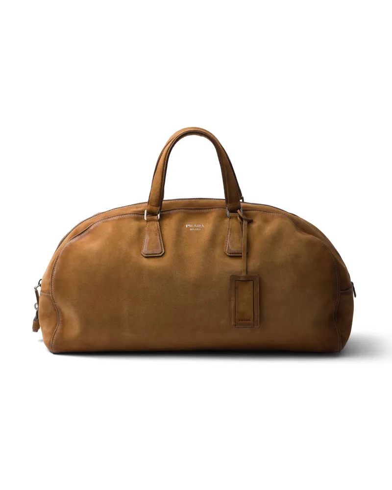 Prada Weekender Aus Wildleder, , Zimt Zimt