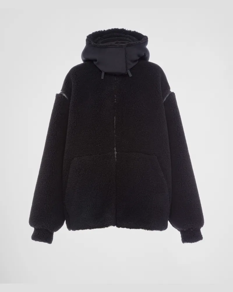 Prada Jacke aus Double Fleece und recyceltem Funktionsgewebe Schwarz