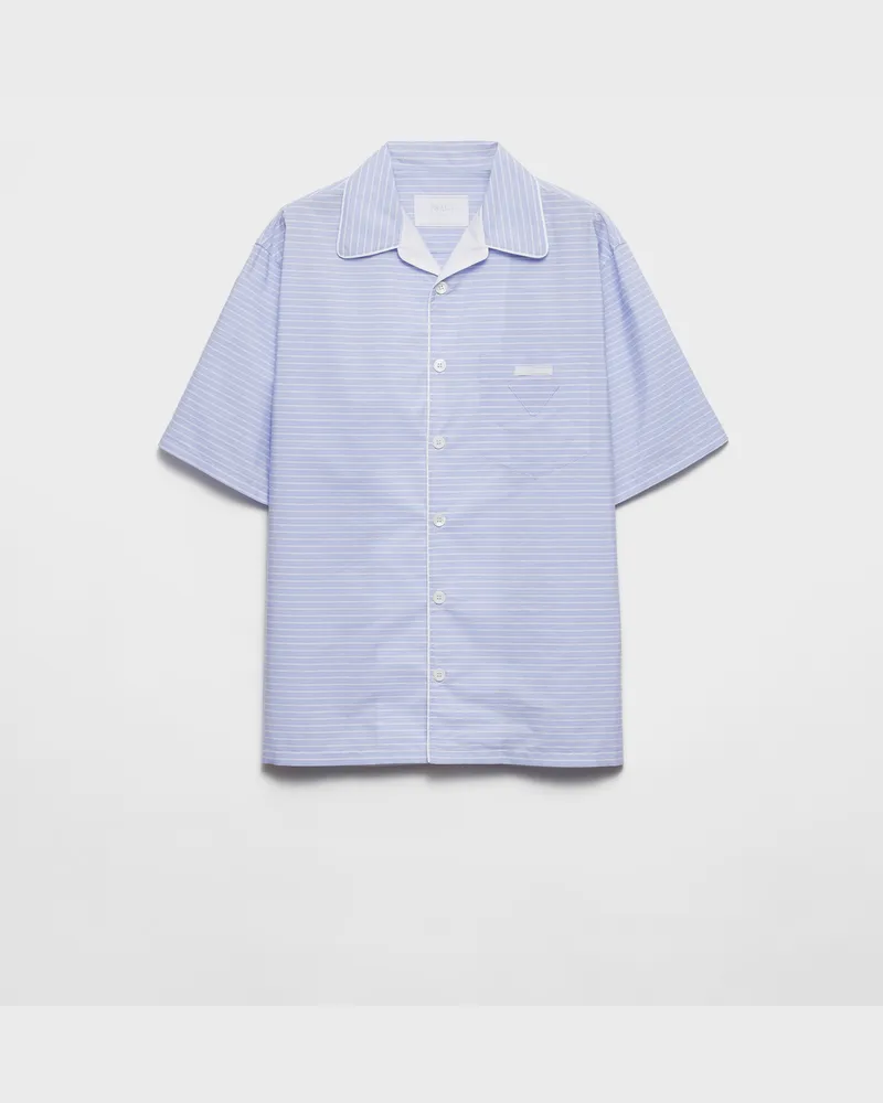 Prada Gestreiftes Bowling-Hemd aus Baumwolle Blau
