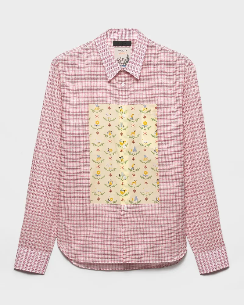 Prada Hemd aus bedruckter Baumwolle Rot