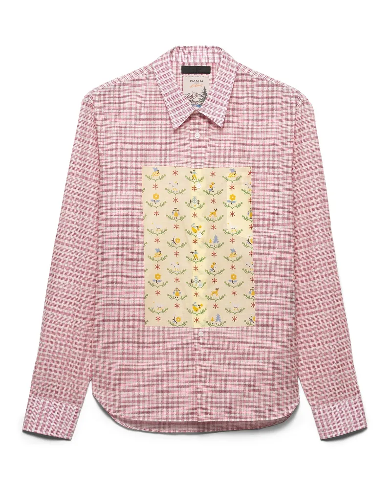 Prada Hemd Aus Bedruckter Baumwolle, Herren, Rot, Größe Rot