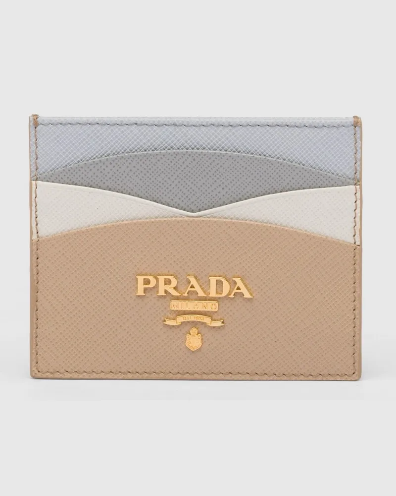 Prada Kreditkartenetui aus Saffiano-Leder Sandbeige