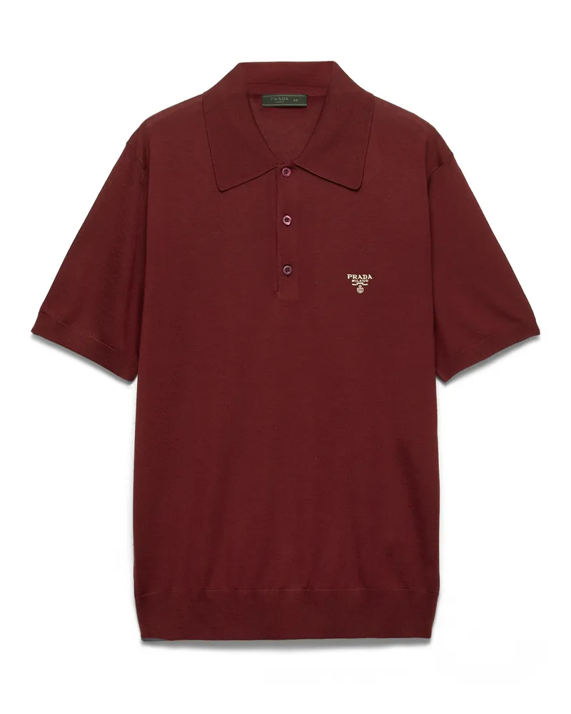 Prada Poloshirt Aus Superfine-wool, Herren, Amaranthrot, Größe Amaranthrot