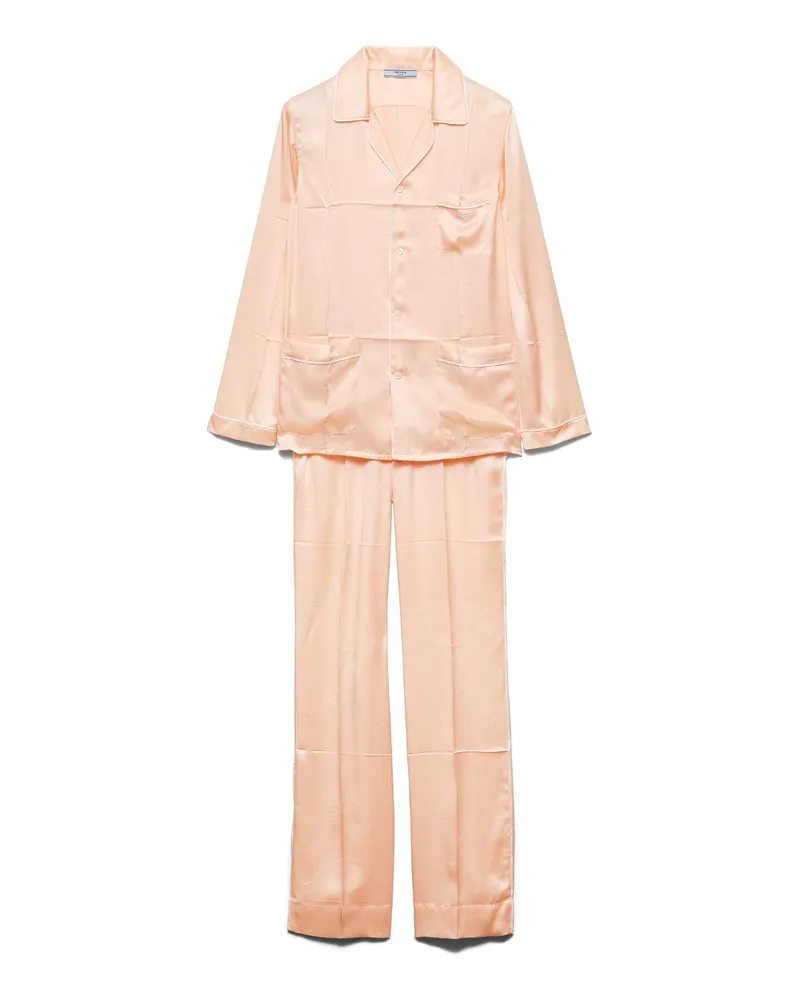 Prada Pyjama Aus Satin Im Vintage-look, Damen, Pfirsich, Größe Pfirsich