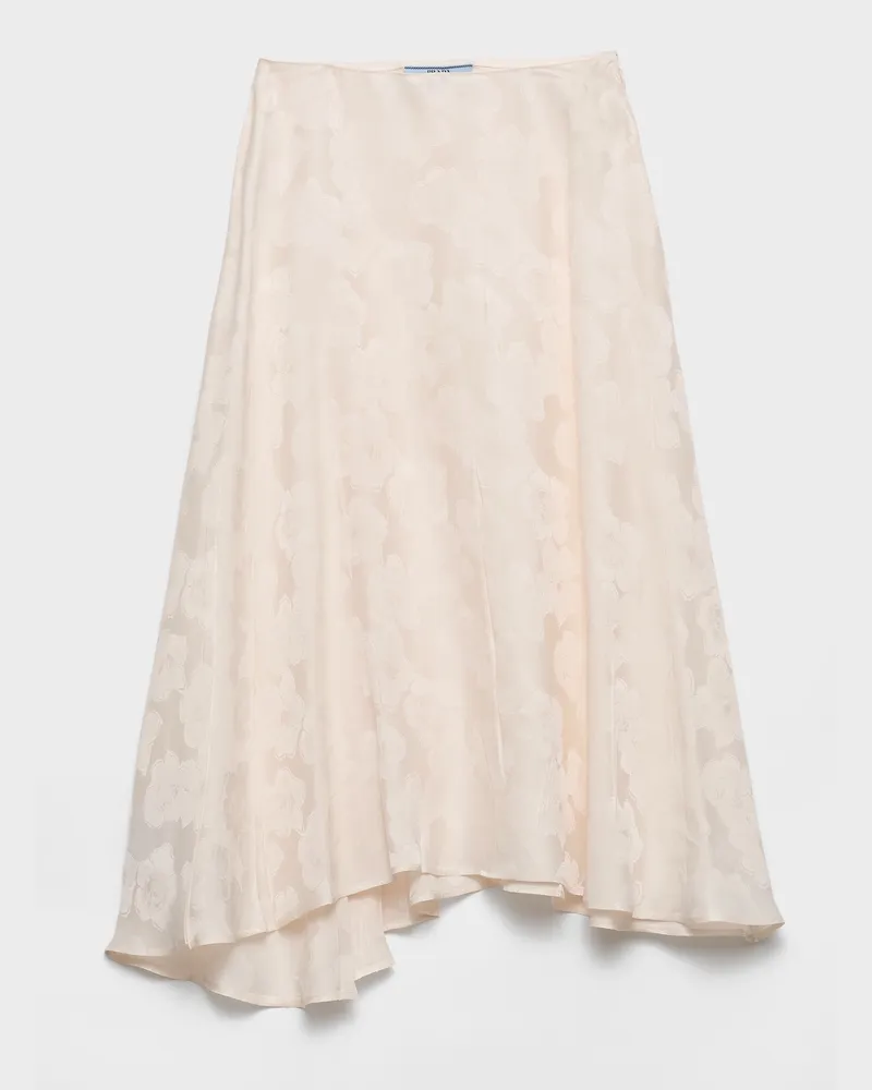 Prada Jacquard-Rock mit Blumenprint Elfenbein