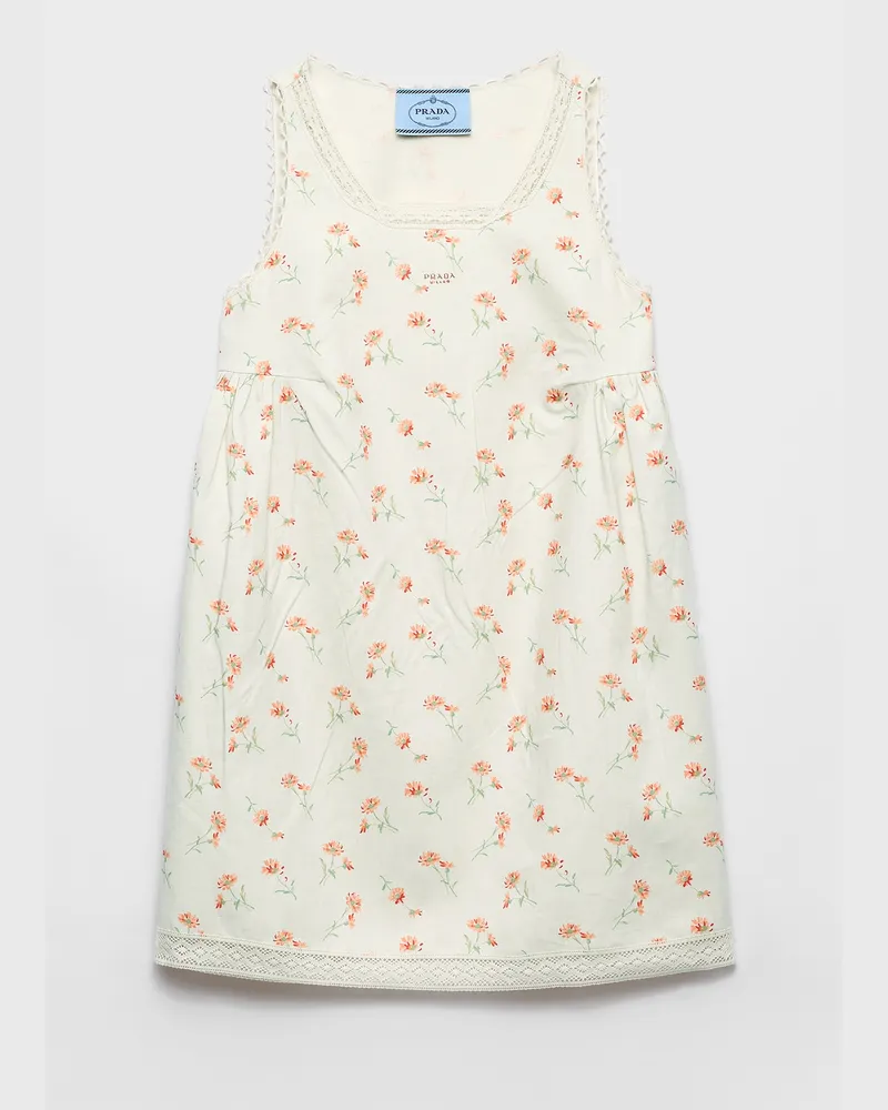 Prada Minikleid aus Leinen mit Blumen-Print Natur