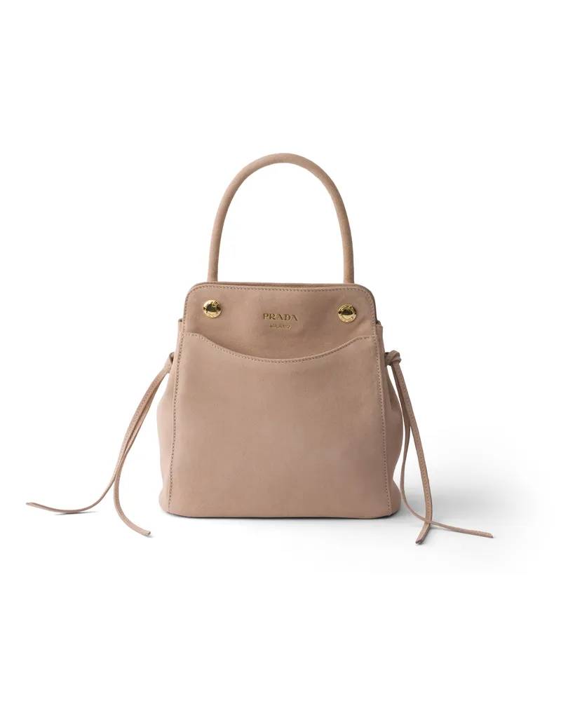 Prada Carry Mini Handtasche Aus Veloursleder, Damen, Seerose Seerose