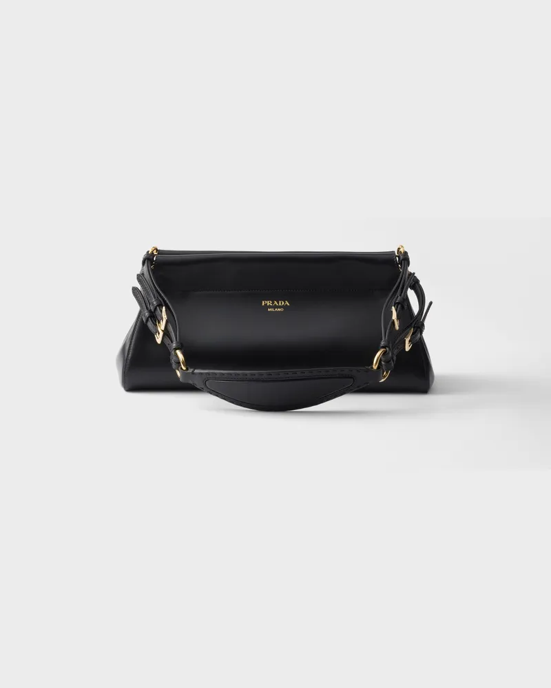 Prada Enchaîné mittelgroße Tasche aus Leder Schwarz