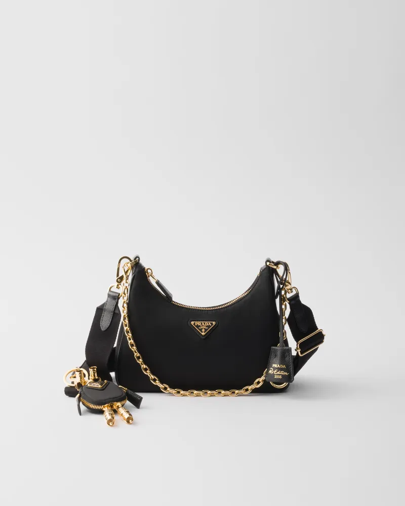 Prada Re-Edition 2005 Tasche aus Re-Nylon und Saffiano-Leder Schwarz