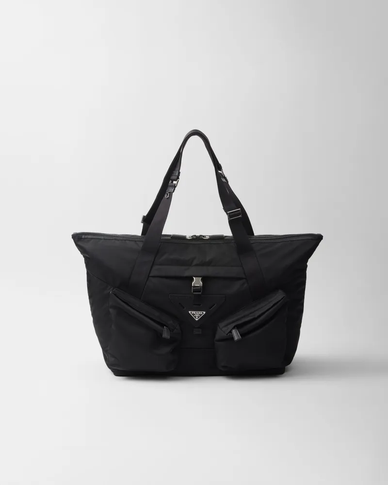 Prada Reisetasche aus Re-Nylon und Leder Schwarz