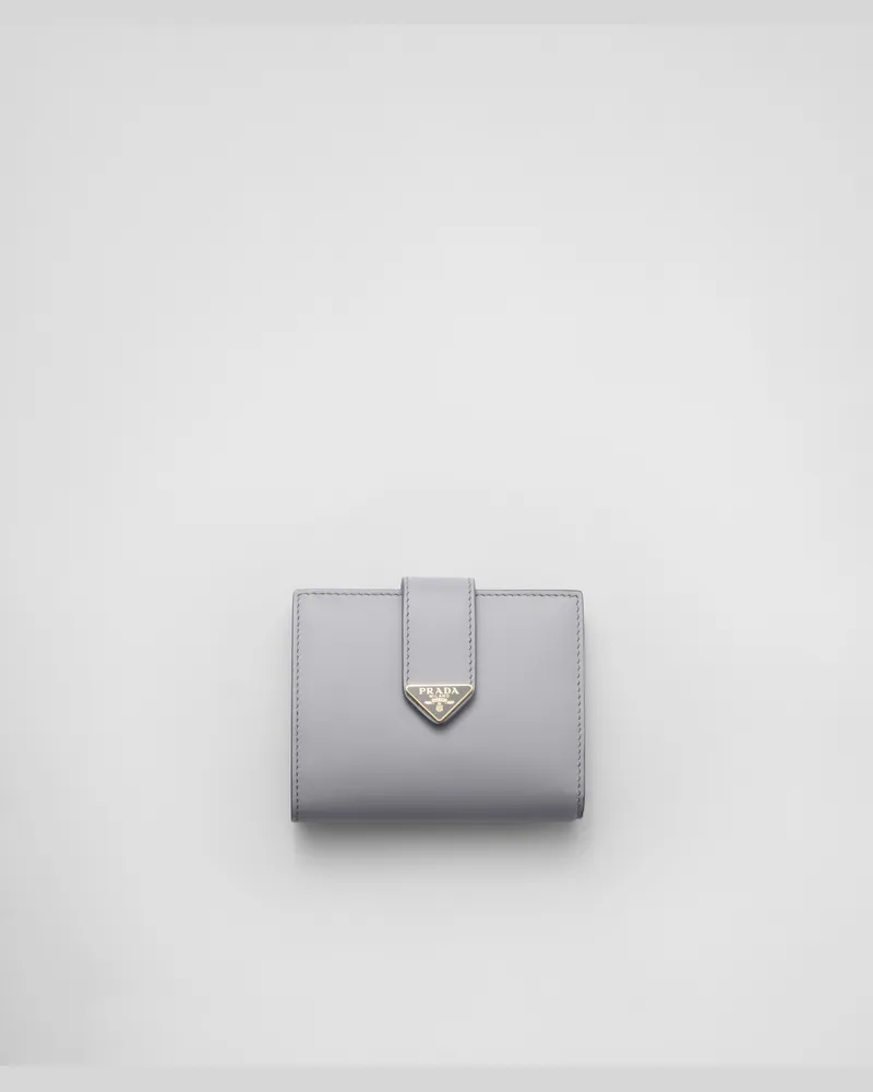 Prada Kleine Geldbörse aus Leder Granitgrau