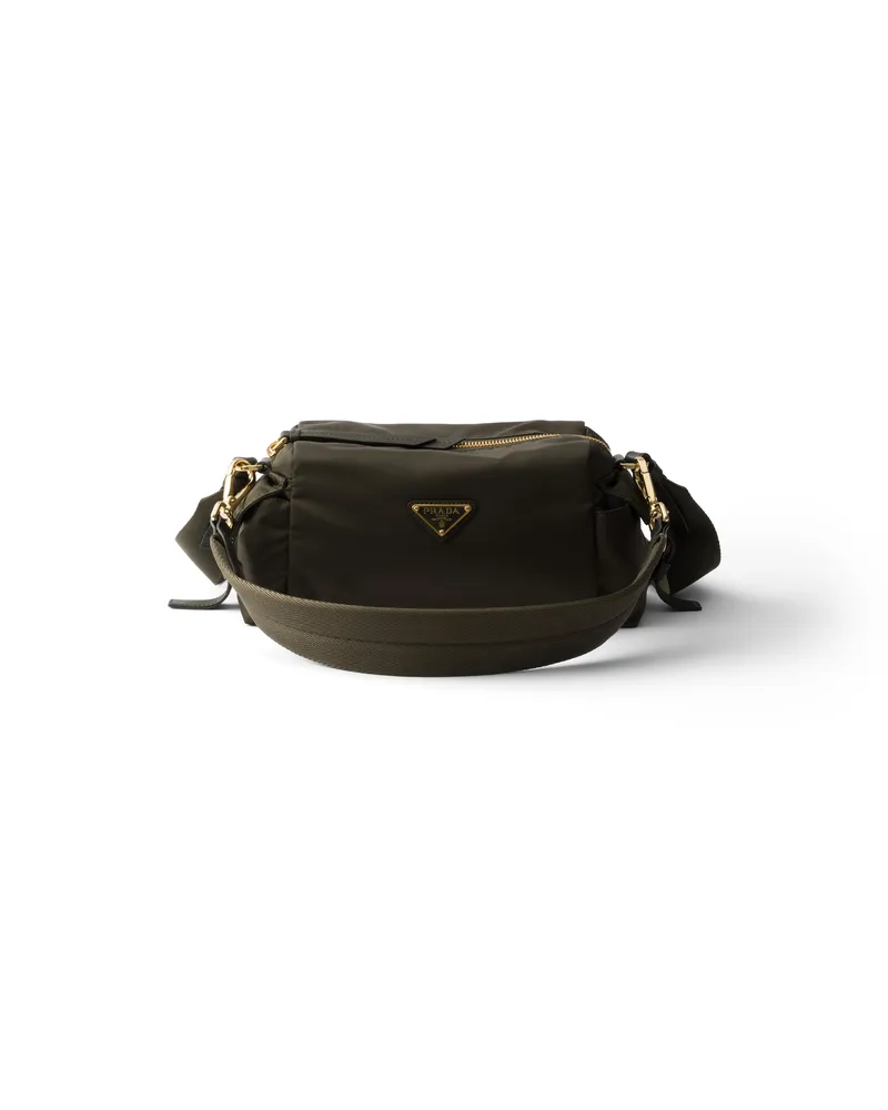 Prada Explore Kleine Schultertasche Aus Re-nylon Und Leder, Damen, Waldgrün Waldgrün