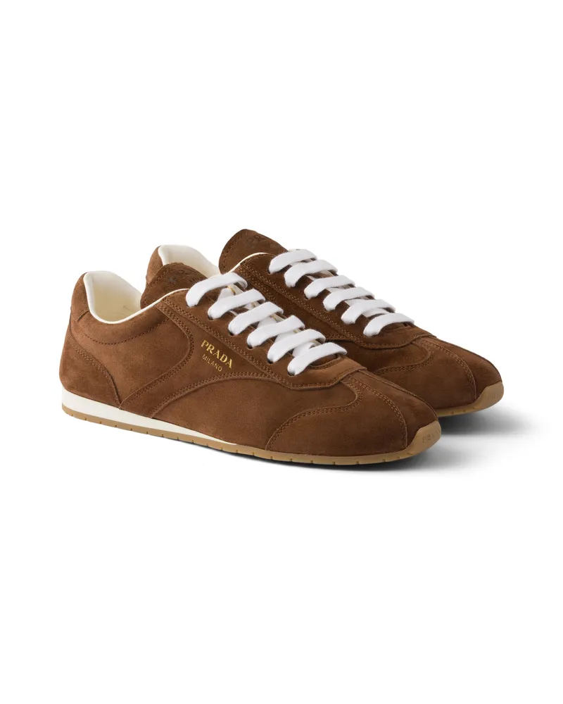 Prada Sneaker Aus Wildleder, Damen, Kakaobraun, Größe Kakaobraun