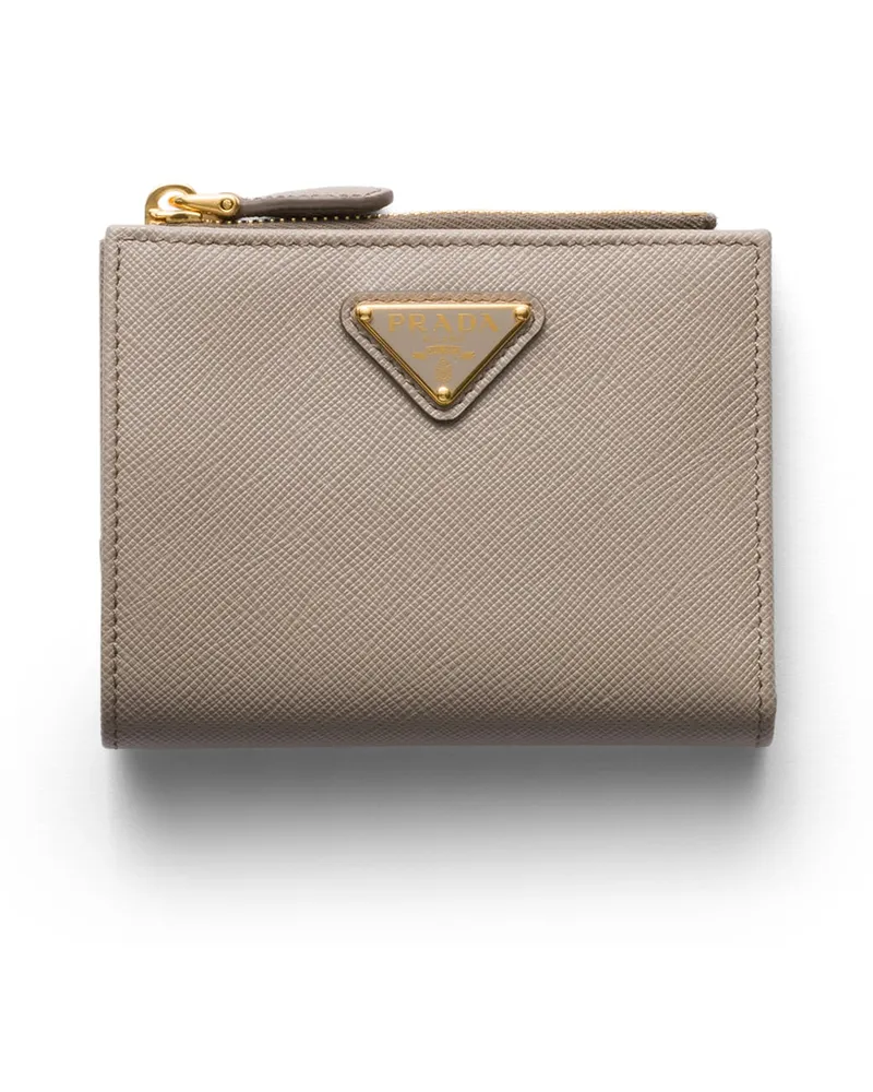 Prada Kleine Geldbörse Aus Saffiano-leder, Damen, Lehmgrau Lehmgrau
