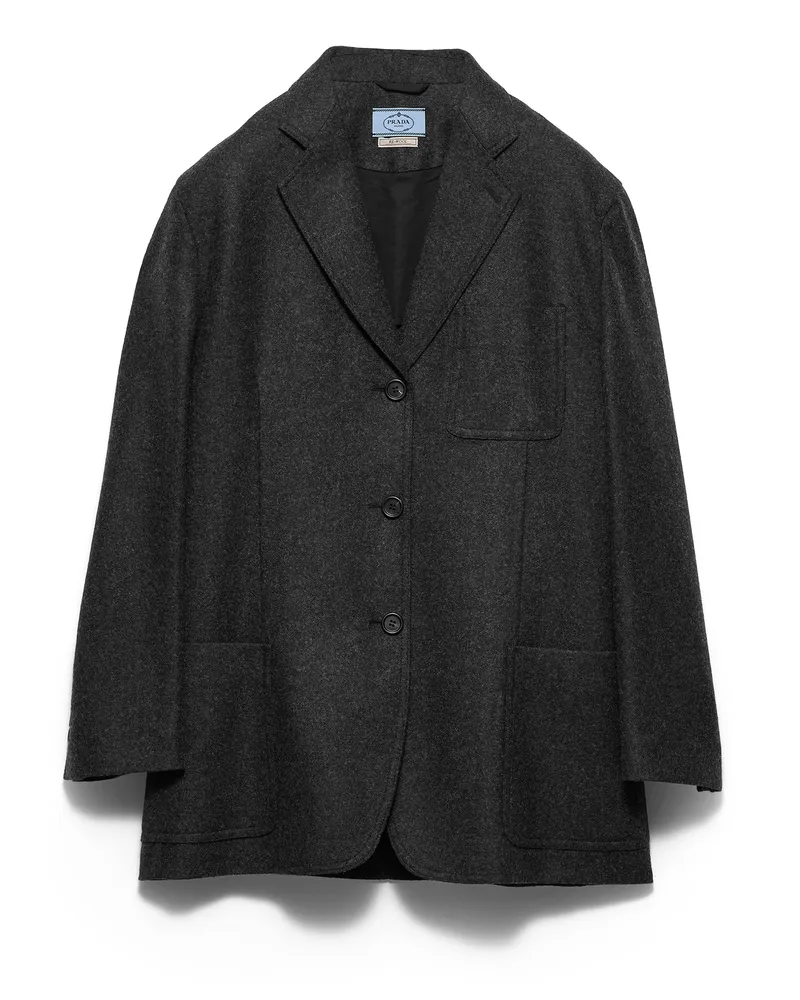 Prada Re-wool Single-breasted Jacket, Damen, Anthrazitgrau, Größe Anthrazitgrau