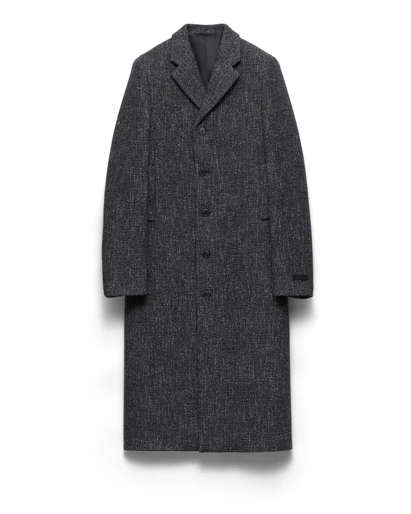 Prada Einreihiger Mantel Aus Wollgemisch, Herren, Anthrazitgrau, Größe Anthrazitgrau