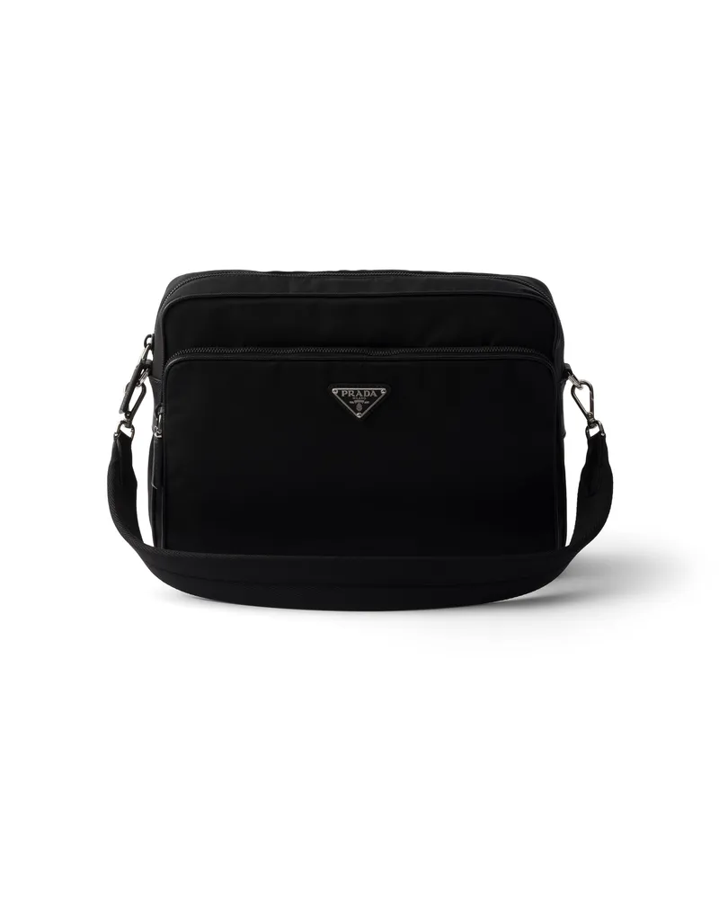 Prada Schultertasche Aus Re-nylon Und Saffiano-leder, Herren, Schwarz Schwarz