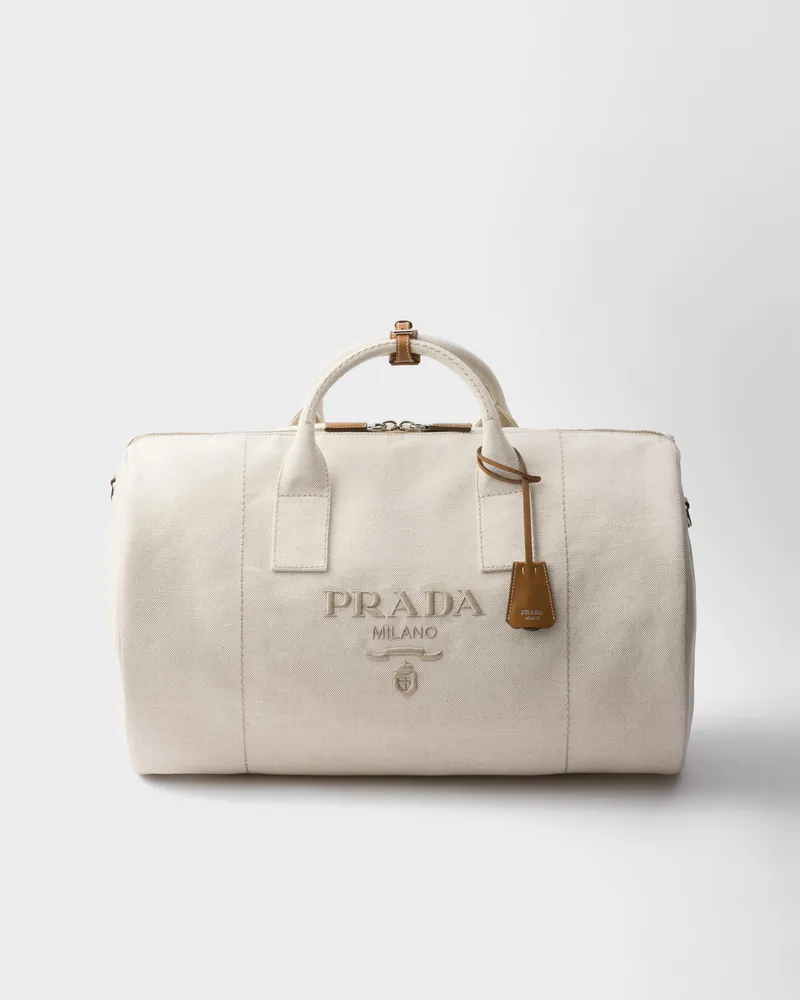 Prada Weekender aus Leinenmischgewebe Natur