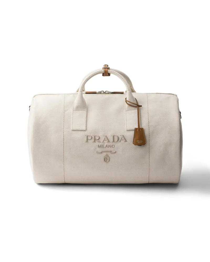 Prada Weekender Aus Leinenmischgewebe, , Natur Natur