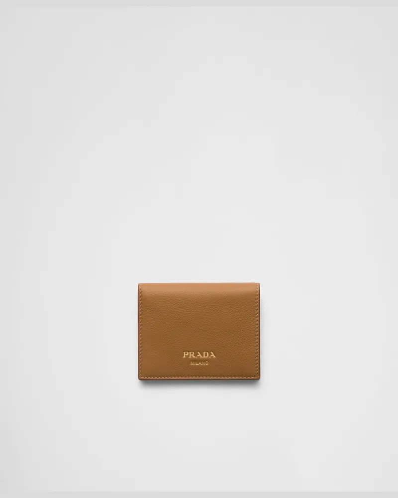 Prada Kleine Geldbörse aus Leder Karamell