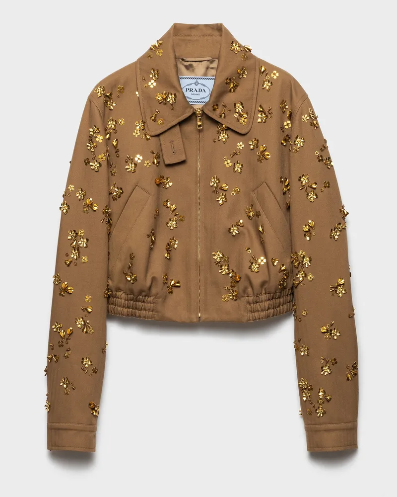 Prada Blousonjacke mit gesticktem Chevron-Muster Korkbeige
