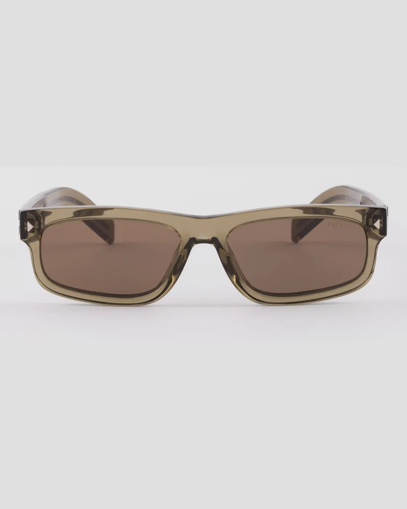 Prada Sonnenbrille mit der ikonischen Plakette aus Metall Walnussbraune