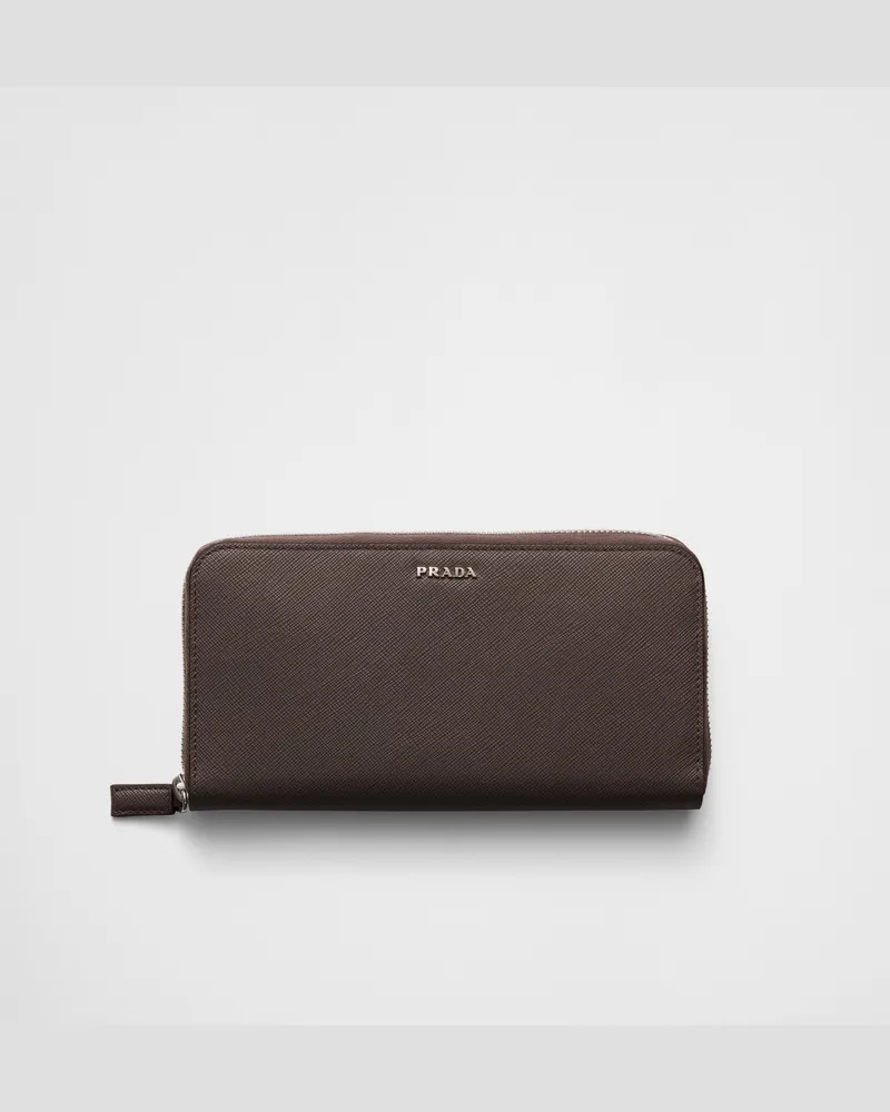 Prada Geldbörse aus Saffiano-Leder Kaffeebraun
