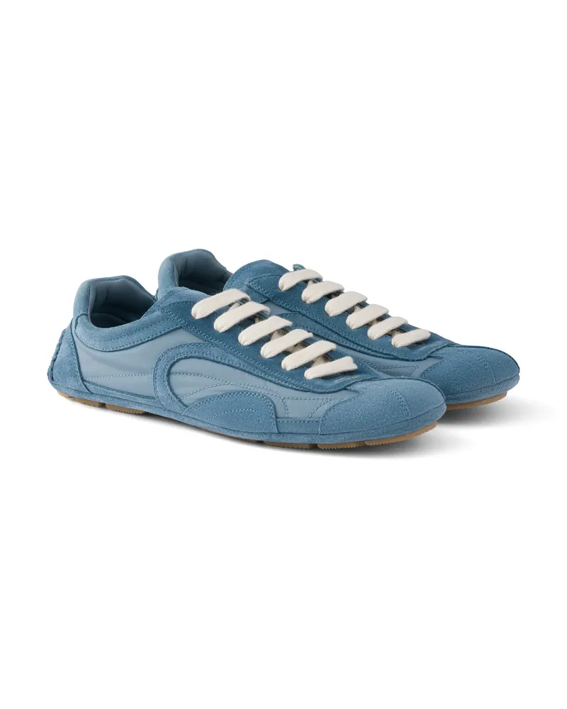 Prada Montecarlo Re-edition 2005 Sneaker Aus Veloursleder Und Re-nylon, Damen, Astralblau, Größe Astralblau