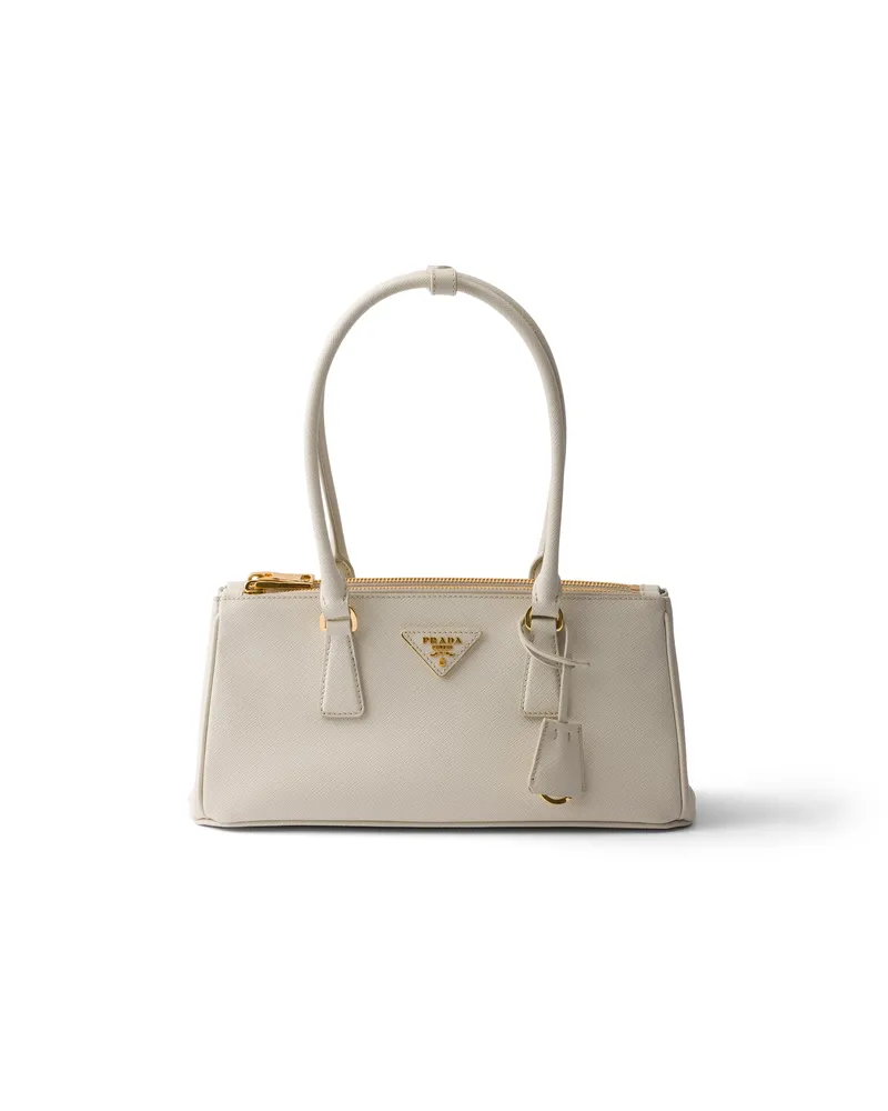 Prada Galleria Mittelgroße Tasche Aus Saffiano-leder, Damen, Kalkweiss Kalkweiss