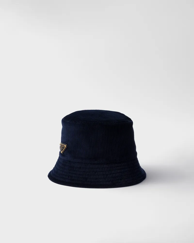 Prada Fischerhut aus Cord Blau
