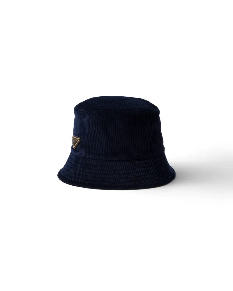 Prada Fischerhut Aus Cord, Damen, Blau, Größe Blau