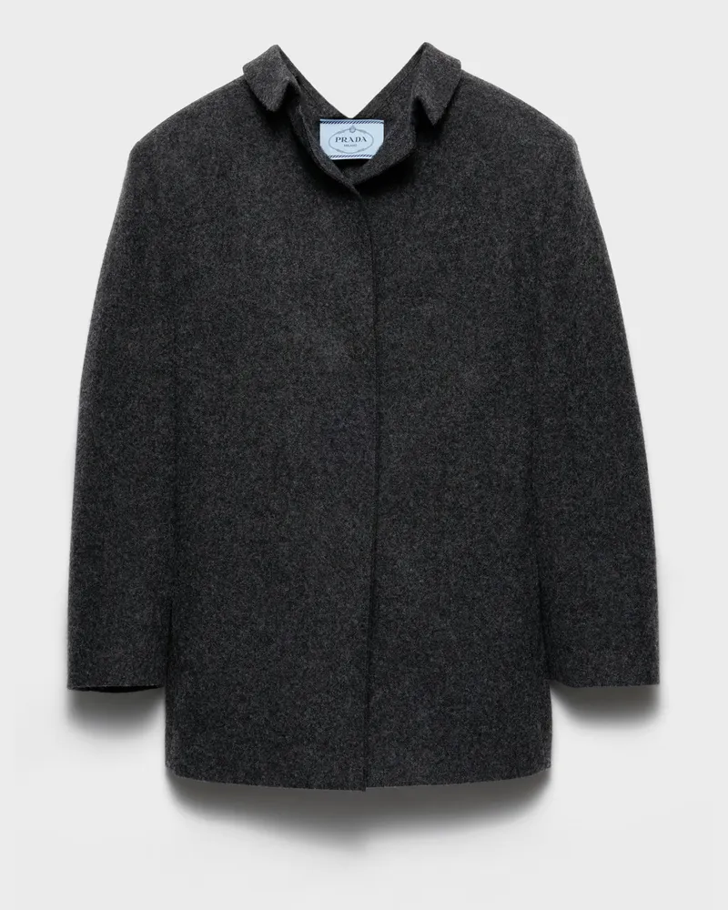 Prada Einreihige Jacke aus Shetlandwolle Schiefergrau