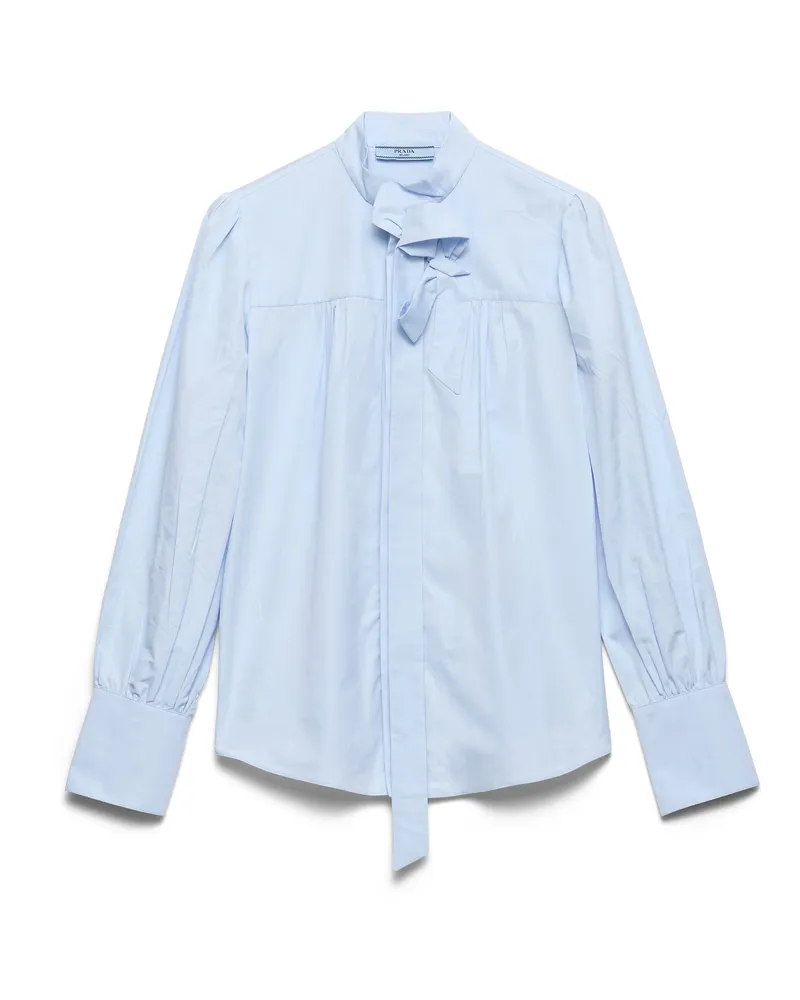 Prada Hemd Aus Popeline, Damen, Astro-blau, Größe Astro-blau
