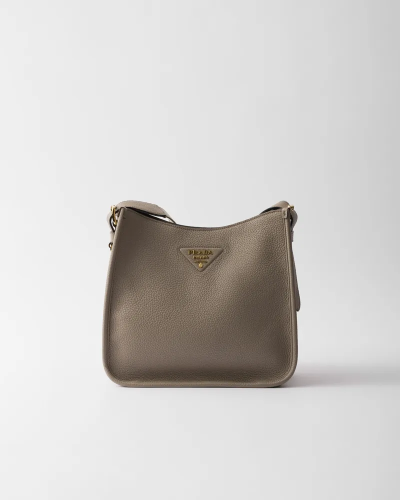 Prada Mittelgroße Tasche aus Leder Lehmgrau