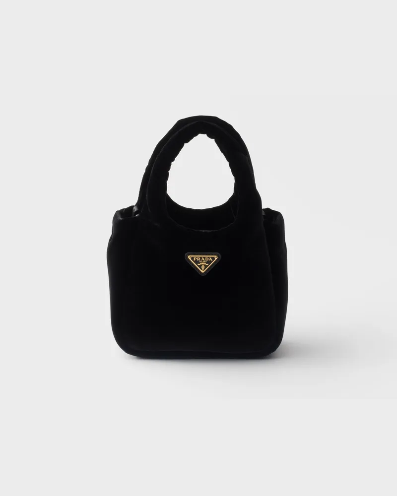 Prada Gepolsterte Mini-Handtasche aus Samt Schwarz