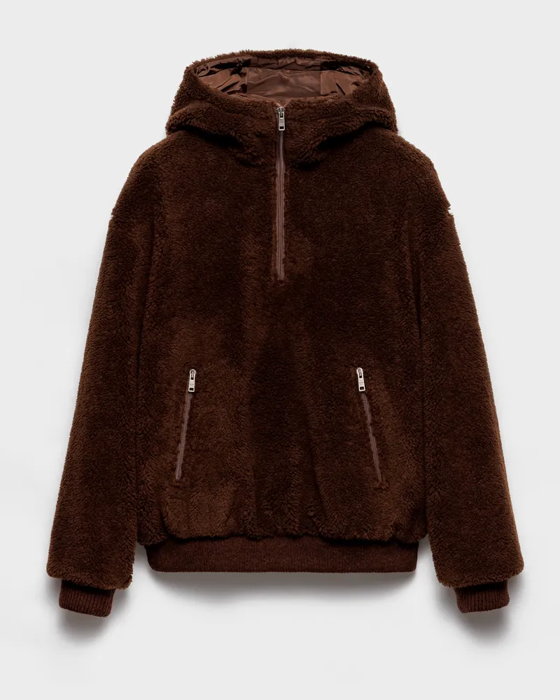 Prada Kapuzenjacke aus Wollgemisch Kakaobraun