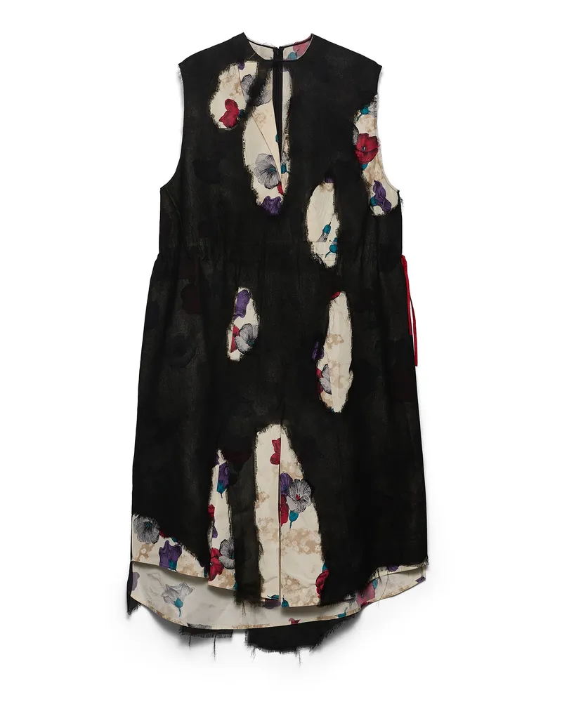 Prada Kleid Aus Devoré-georgette, Damen, Schwarz, Größe Schwarz