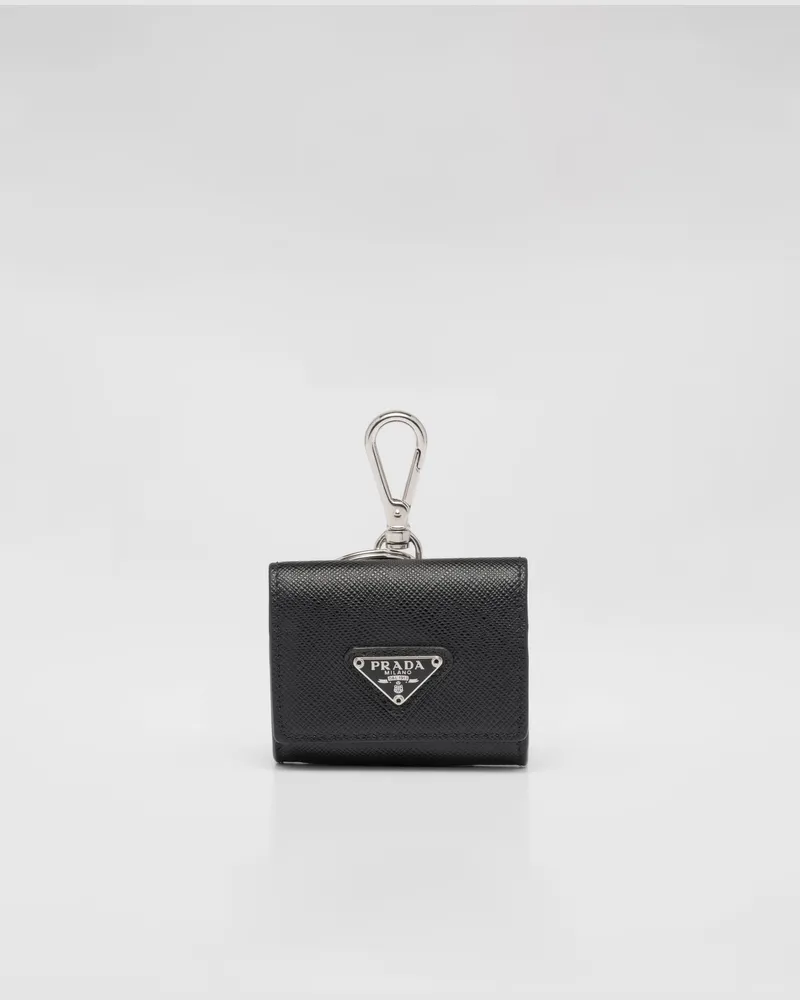 Prada Kopfhörerhülle aus Saffiano-Leder Schwarz