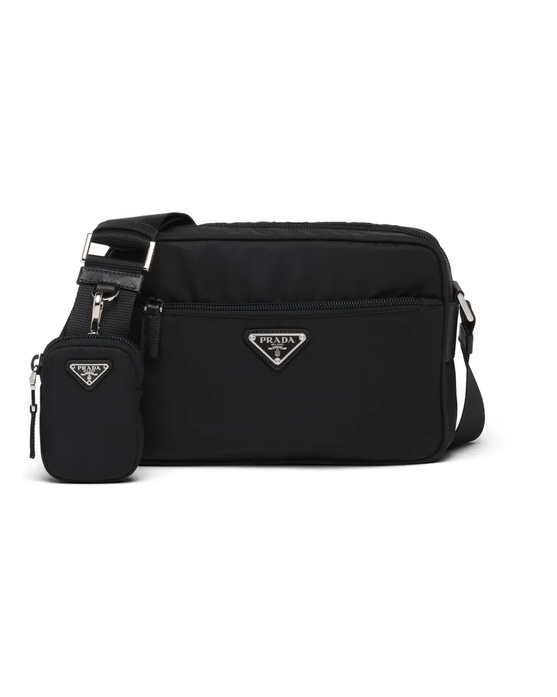 Prada Schultertasche Aus Re-nylon, Damen, Schwarz Schwarz